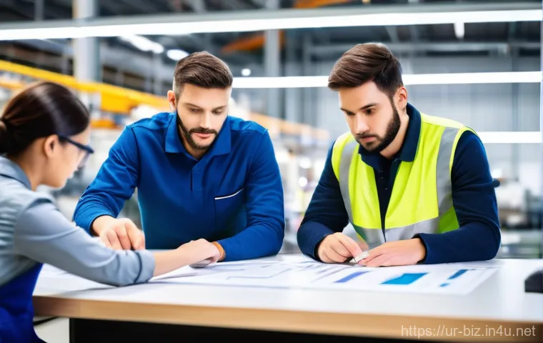 생산 계획 및 통제 - **AI-Powered Manufacturing Future**
    A futuristic, state-of-the-art manufacturing facility, bathe...