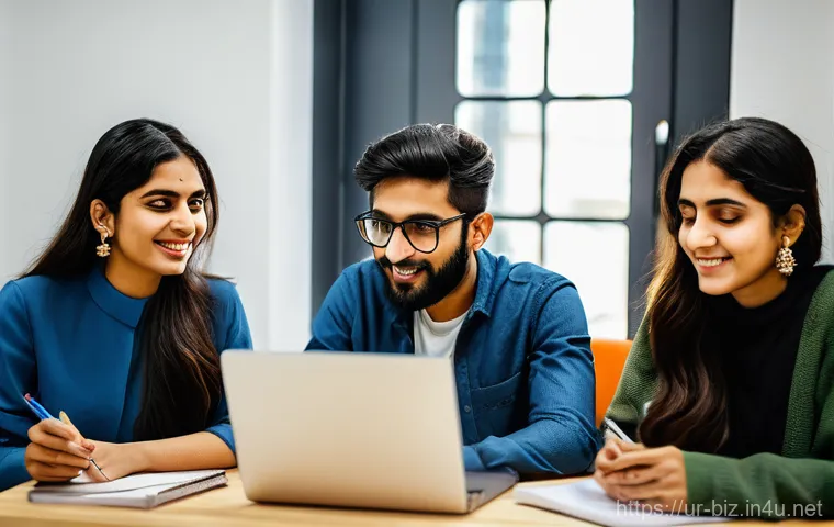 창업과 기술 혁신 - **Prompt:** A group of diverse young Pakistani entrepreneurs, both male and female, in their early t...