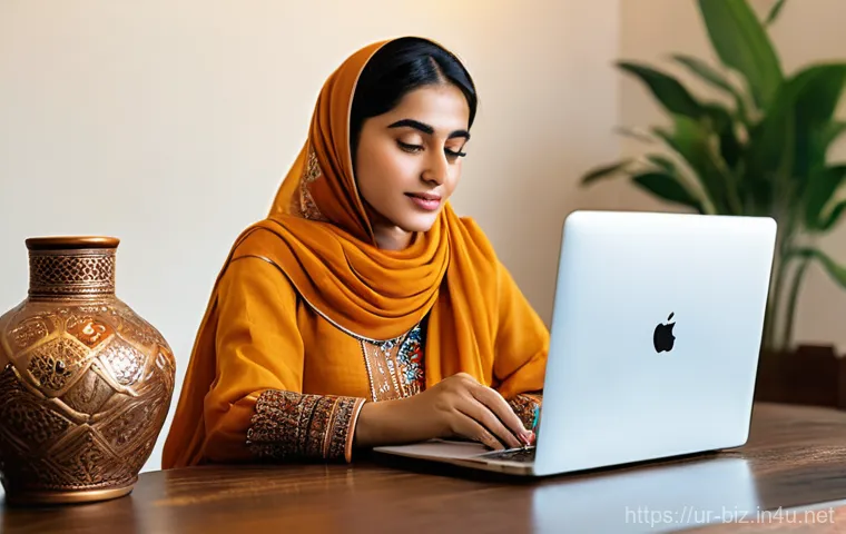 창업과 기술 혁신 - **Prompt:** A group of diverse young Pakistani entrepreneurs, both male and female, in their early t...