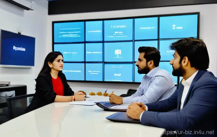 창업과 기술 혁신 - **Prompt:** A focused young Pakistani woman, an entrepreneur in her late 20s, efficiently managing h...