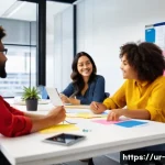 Home 19 조직 이론 - **Organizational Structure & Teamwork:**
"A vibrant, professional image depicting a diverse team...