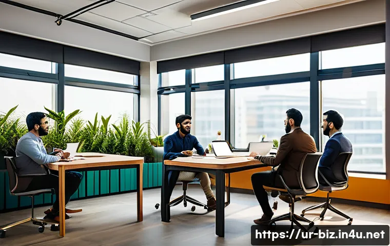 인사 관리 변화 - A modern Pakistani office environment showcasing a diverse group of young professionals engaged in a...