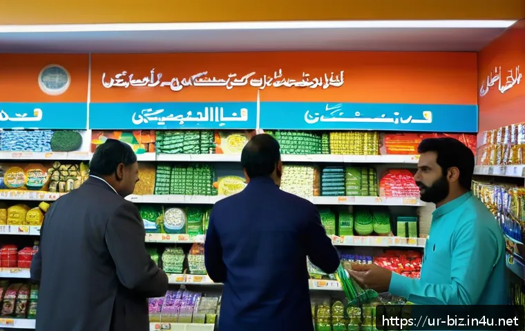 가격 결정 이론 - A modern Pakistani retail store interior showcasing a diverse group of customers examining various p...