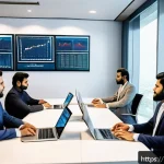 Home 22 생산 및 운영 관리 - A modern office setting in Karachi, Pakistan, showcasing a diverse team of professionals collaborati...