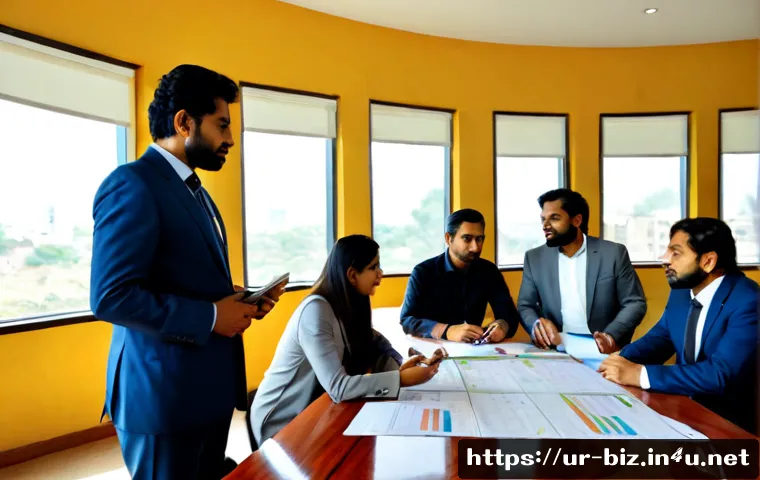Home 17 경영학 사례 연구 - Photorealistic business case study meeting in a modern Karachi office, diverse Pakistani professiona...